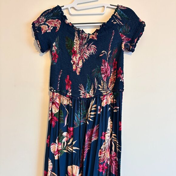 Lightweight Elastic Long Flowy Floral Print Maxi Dress - Picture 10 of 10